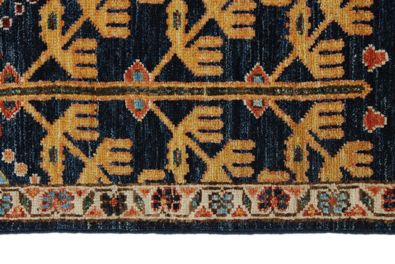 6x9 Navy and Ivory Anatolian Traditional Rug