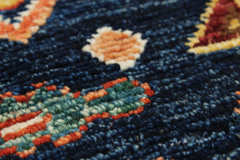 6x9 Navy and Ivory Anatolian Traditional Rug