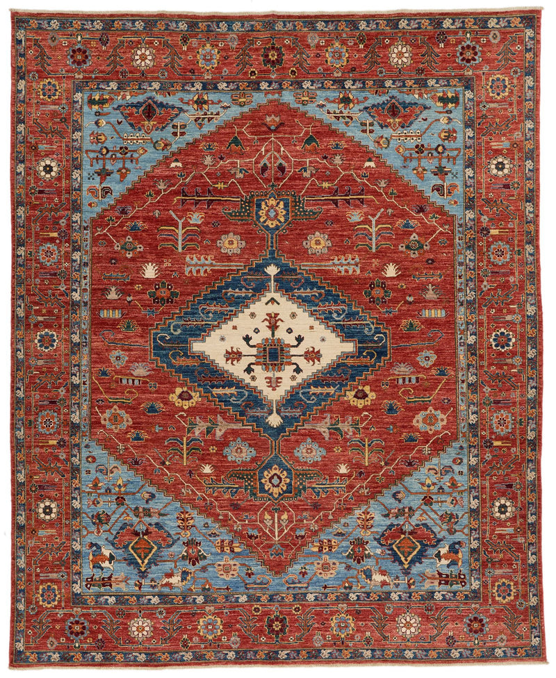 8x10 Rust and Multicolor Anatolian Tribal Rug
