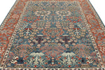 8x10 Blue and Rust Anatolian Traditional Rug