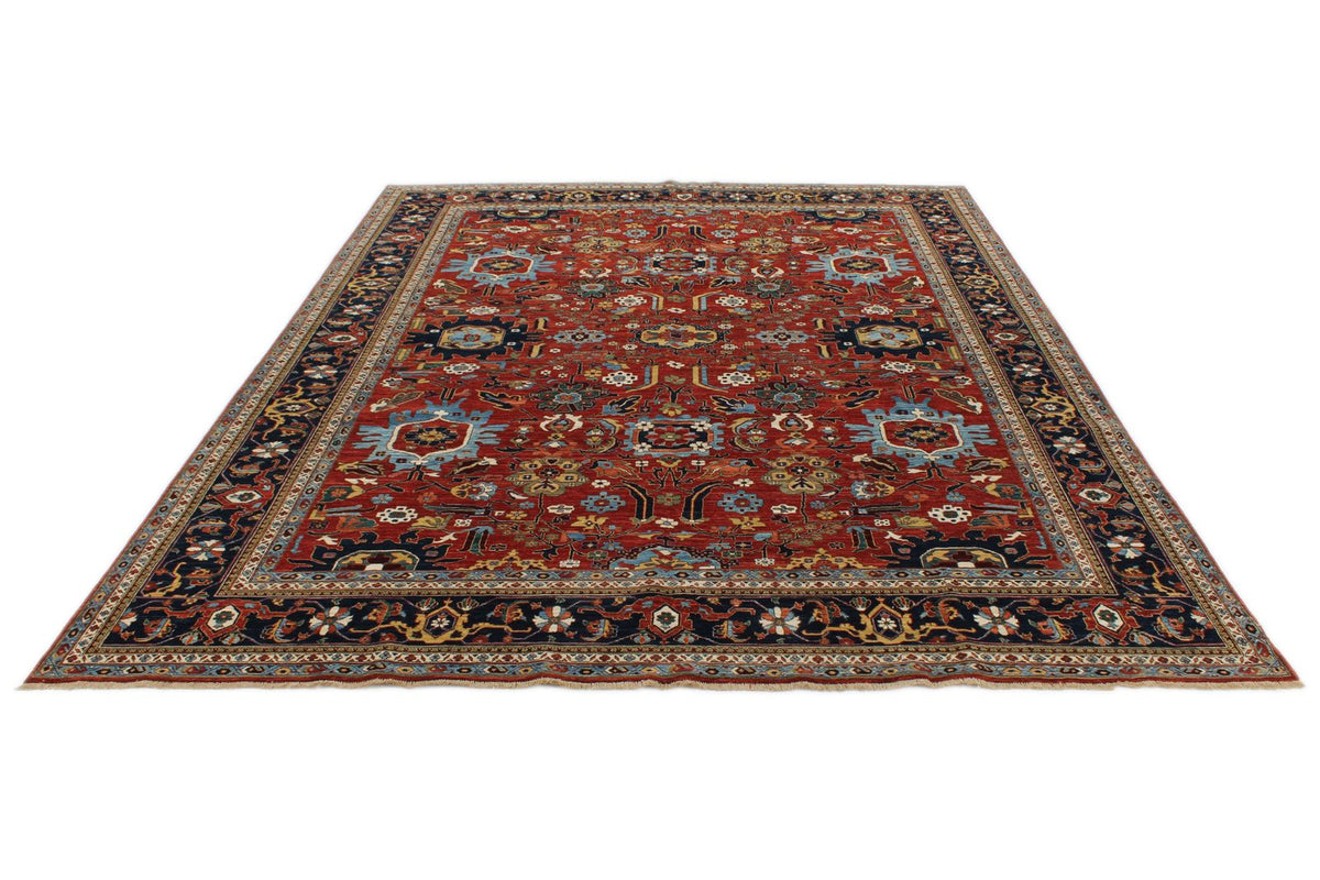 9x12 Burgundy and Navy Traditional Rug