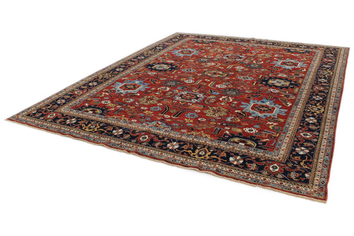 9x12 Burgundy and Navy Traditional Rug