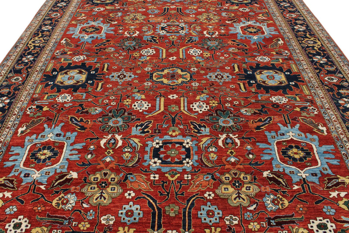 9x12 Burgundy and Navy Traditional Rug