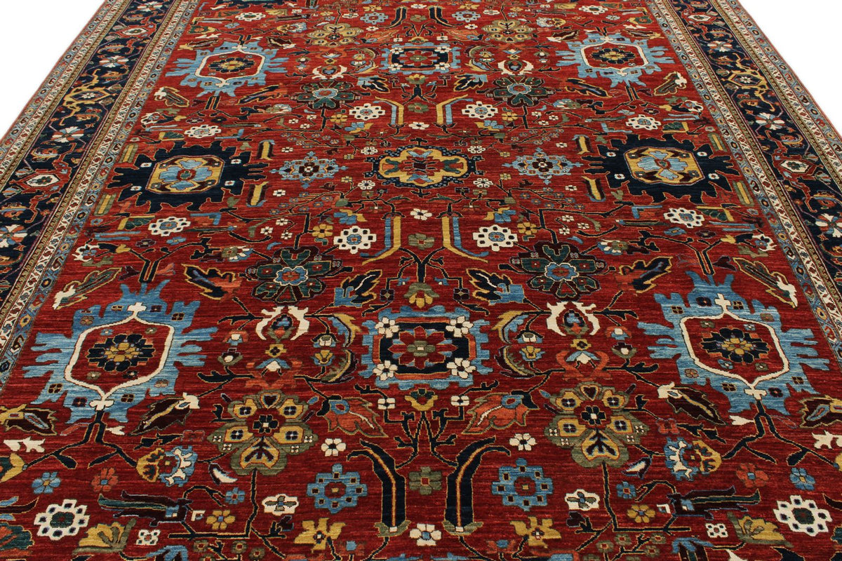 9x12 Burgundy and Navy Traditional Rug