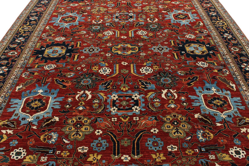 9x12 Burgundy and Navy Traditional Rug
