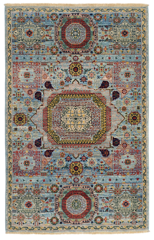 3x5 Blue and Multicolor Traditional Rug