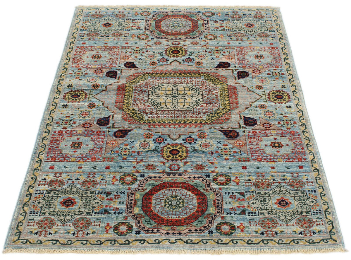 3x5 Blue and Multicolor Traditional Rug