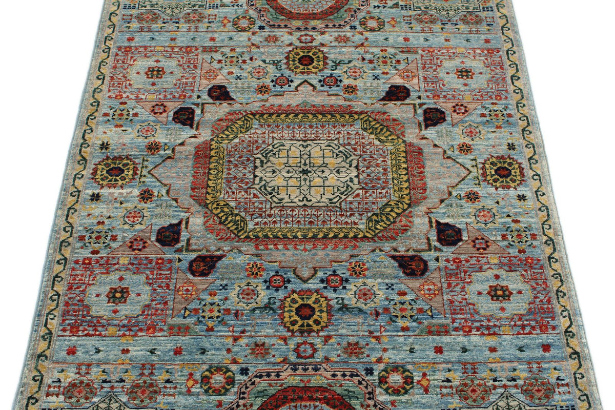 3x5 Blue and Multicolor Traditional Rug