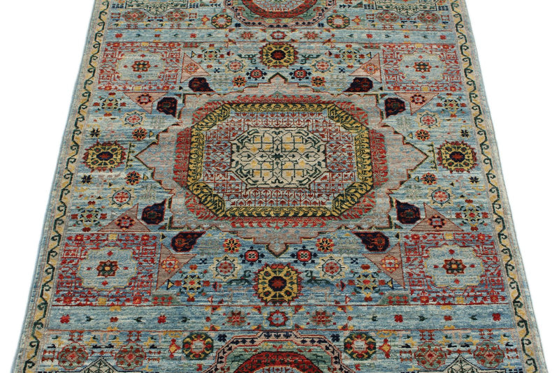 3x5 Blue and Multicolor Traditional Rug