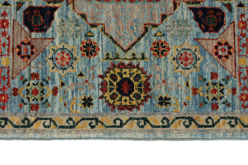 3x5 Blue and Multicolor Traditional Rug