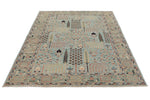 5x8 Blue and Green Traditional Rug