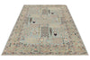 5x8 Blue and Green Traditional Rug