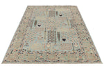 5x8 Blue and Green Traditional Rug
