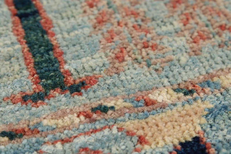 5x8 Blue and Green Traditional Rug