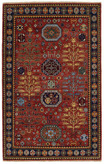 5x8 Rust and Navy Traditional Rug