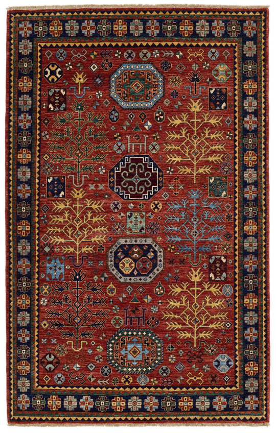5x8 Rust and Navy Traditional Rug