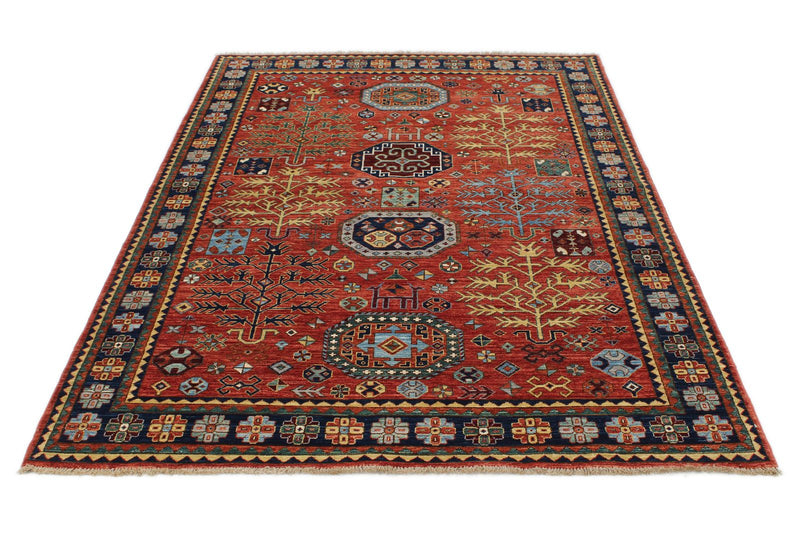 5x8 Rust and Navy Traditional Rug