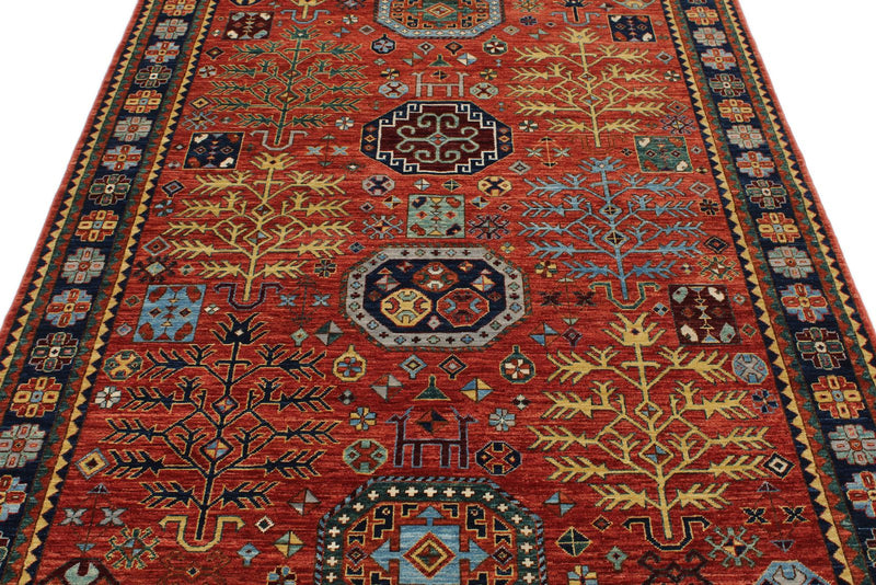 5x8 Rust and Navy Traditional Rug