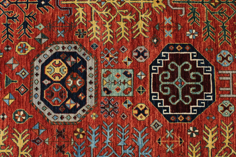 5x8 Rust and Navy Traditional Rug