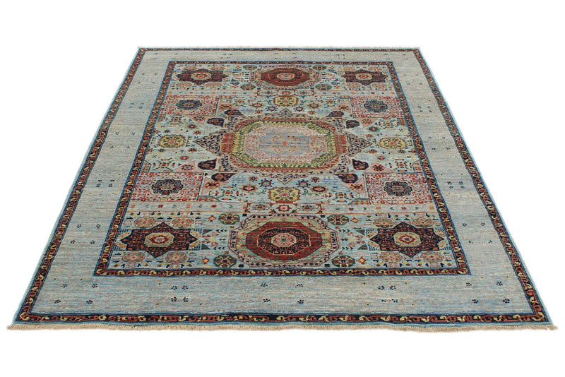 5x7 Blue and Multicolor Traditional Rug