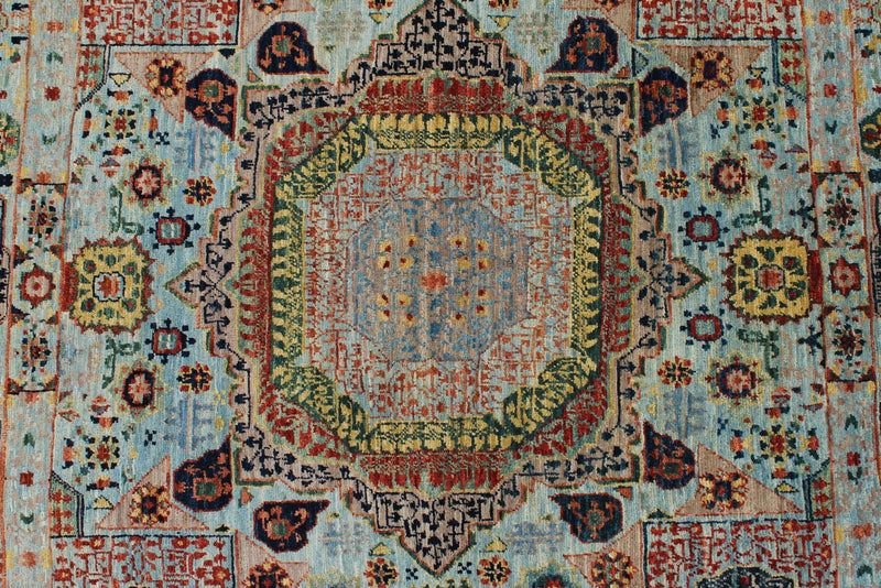 5x7 Blue and Multicolor Traditional Rug