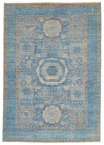 5x7 Blue and Blue Traditional Rug