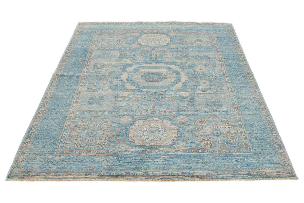 5x7 Blue and Blue Traditional Rug