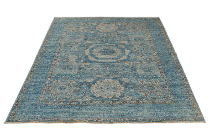 5x7 Blue and Blue Traditional Rug