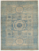 5x7 Beige and Blue Traditional Rug