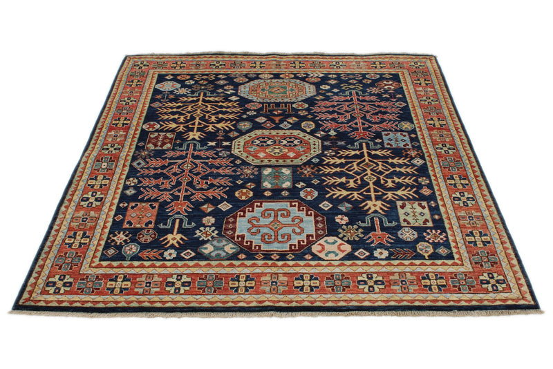 5x5 Navy and Rust Traditional Rug
