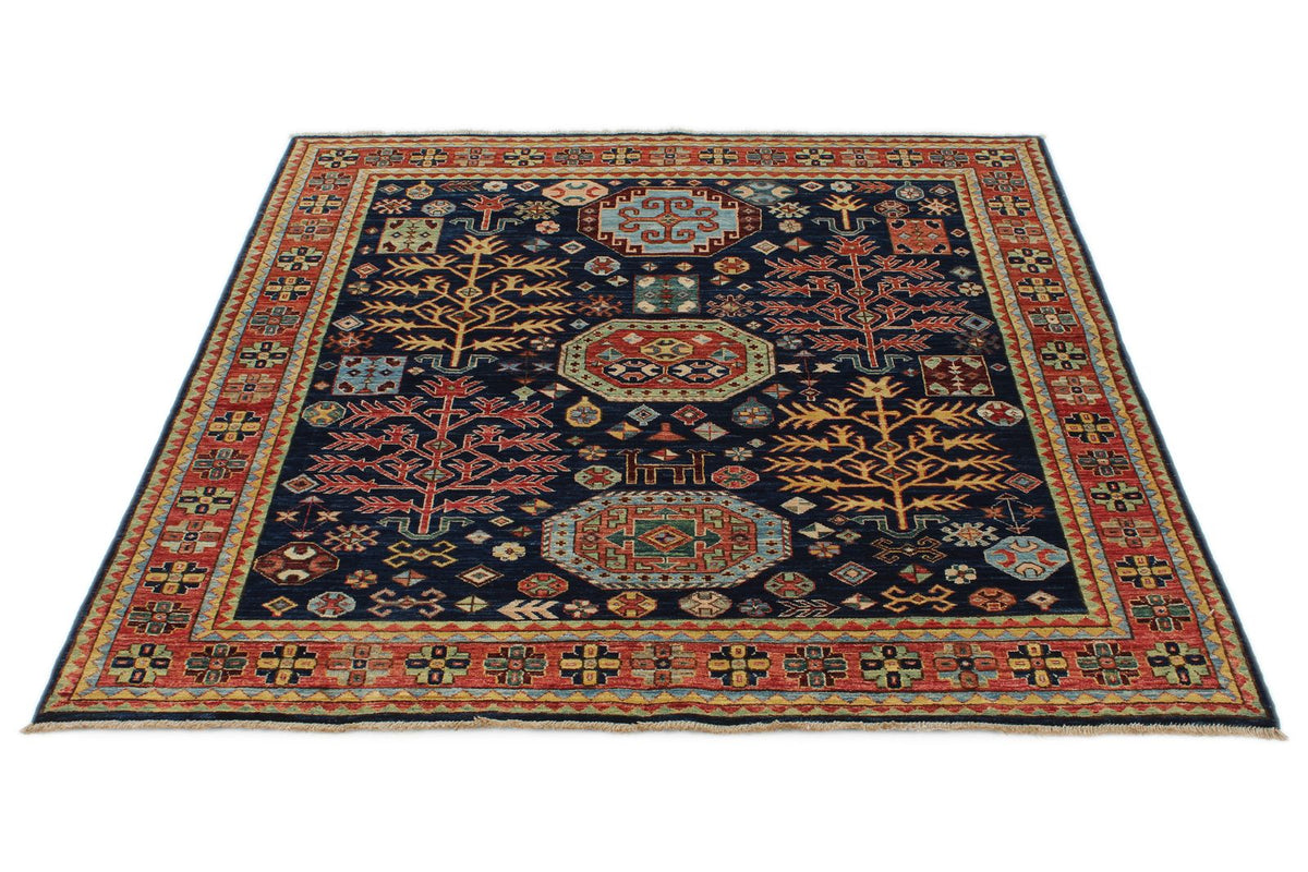5x5 Navy and Rust Traditional Rug