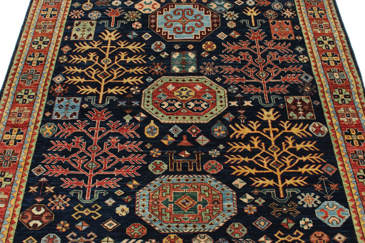 5x5 Navy and Rust Traditional Rug