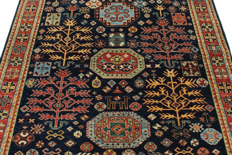 5x5 Navy and Rust Traditional Rug