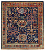 5x5 Navy and Rust Traditional Rug