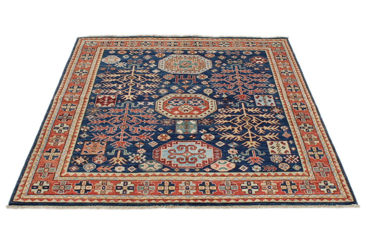 5x5 Navy and Rust Traditional Rug
