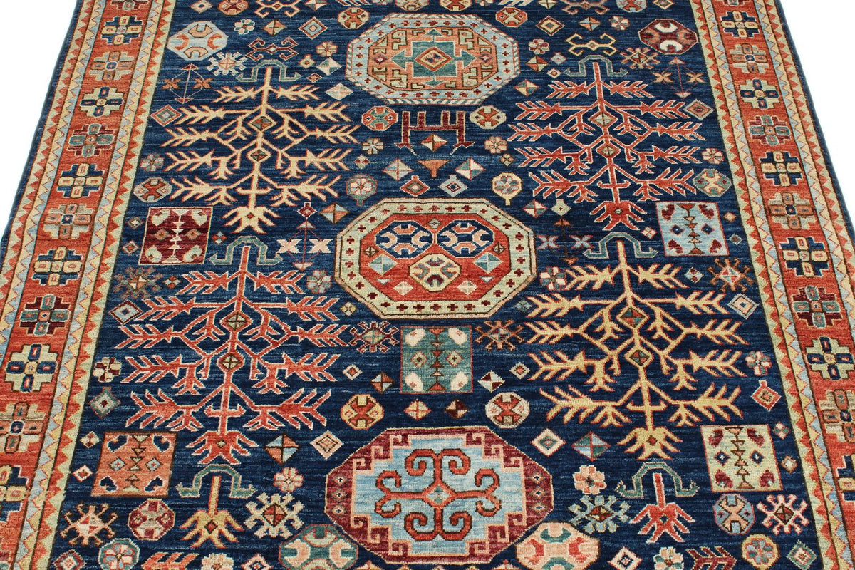 5x5 Navy and Rust Traditional Rug