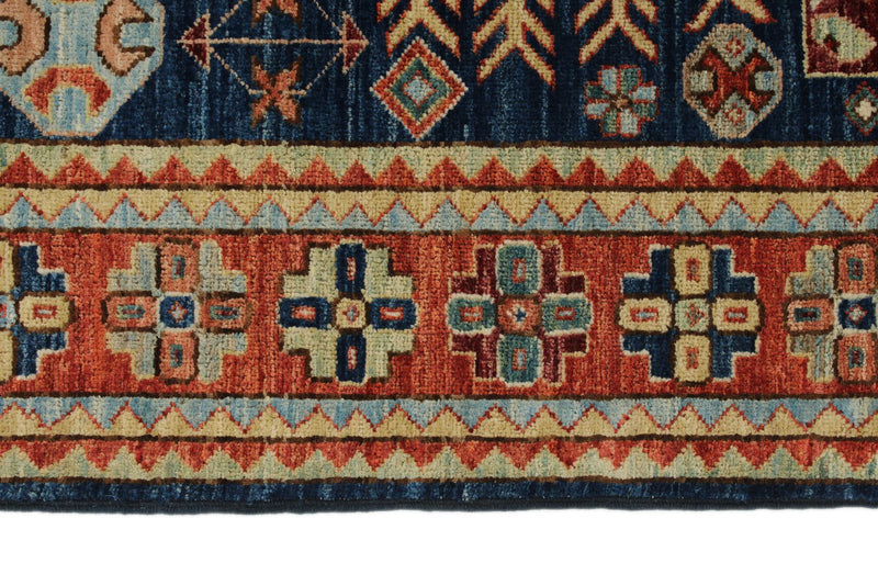 5x5 Navy and Rust Traditional Rug