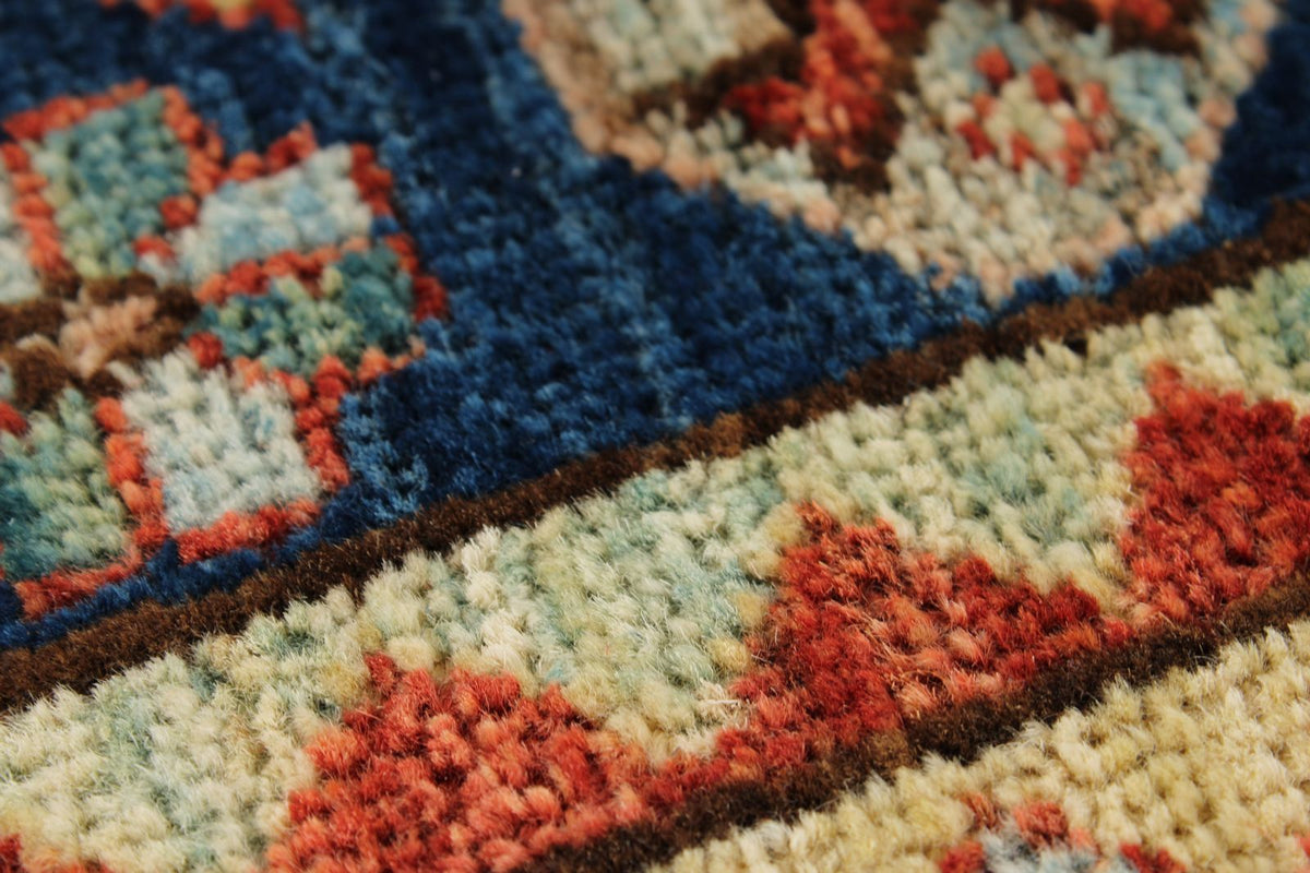 5x5 Navy and Rust Traditional Rug