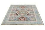 5x6 Light Blue and Multicolor Turkish Tribal Rug