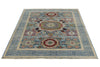 5x6 Light Blue and Multicolor Turkish Tribal Rug