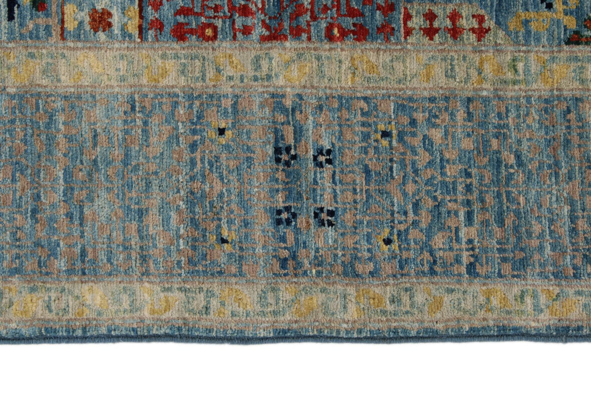 5x6 Light Blue and Multicolor Turkish Tribal Rug