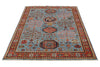 5x7 Blue and Rust Traditional Rug