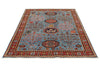 5x7 Blue and Rust Traditional Rug