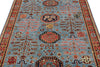 5x7 Blue and Rust Traditional Rug
