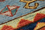 5x7 Blue and Rust Traditional Rug