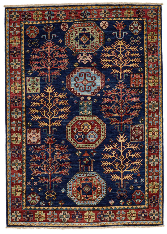 4x6 Navy and Multicolor Traditional Rug