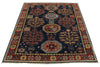 4x6 Navy and Multicolor Traditional Rug