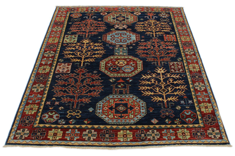 4x6 Navy and Multicolor Traditional Rug