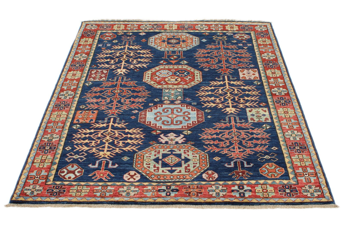 4x6 Navy and Multicolor Traditional Rug