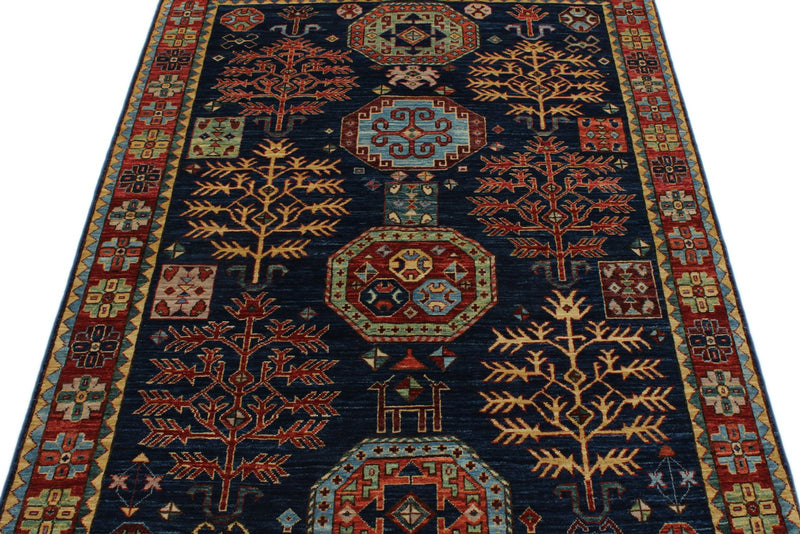 4x6 Navy and Multicolor Traditional Rug